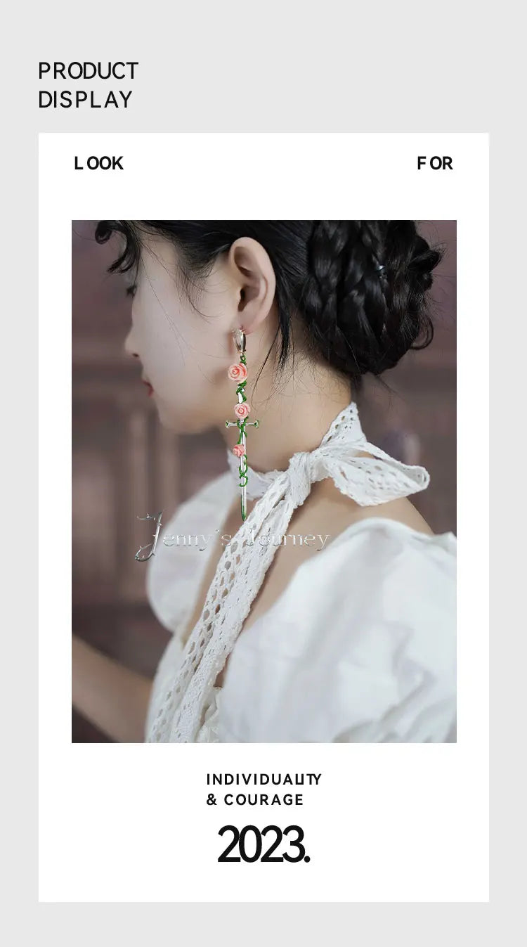 2023 New Gothic Rose-cross Sword Stud Necklace Set Alloy Gothic Style Men's And Women's Jewelry Party Gift by Reinvent Yourself