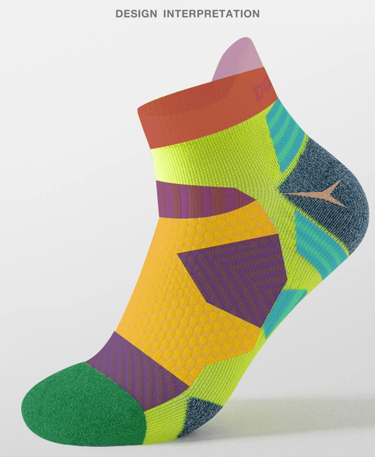 3 Pairs Marathon Socks Men Women Professional Sport Ankle Running Socks Thickened Cushioned Tube Low Cut Fitness Short Sock Mesh by Reinvent Yourself