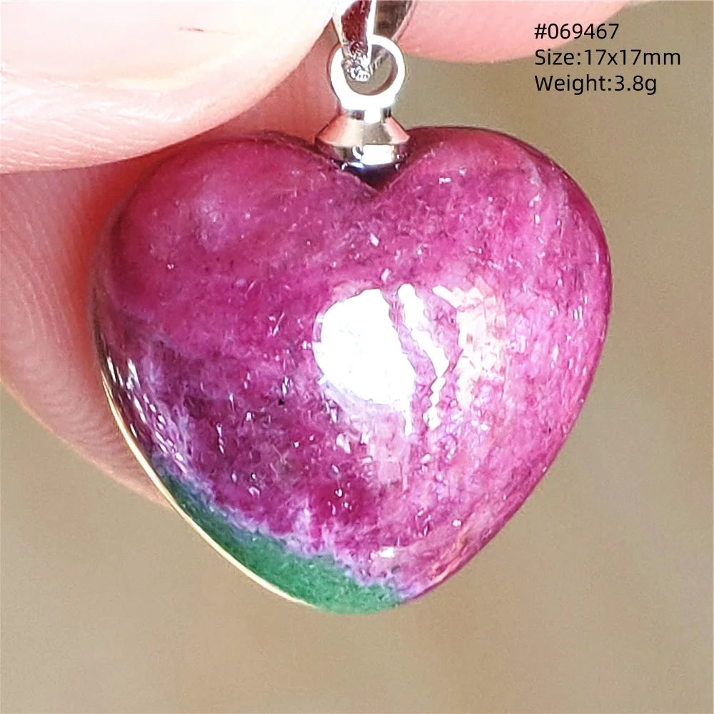 Natural Red Ruby Pendant Jewelry Love Heart Watermelon Ruby Zoisite Necklace Women Men 925 Sterling Silver AAAAA by Reinvent Yourself
