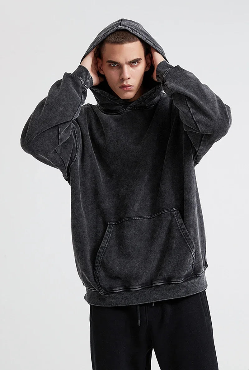Anime Graphic Hoodie for Men Women Vintage Acid Wash Pullover Hooded Sweatshirt Harajuku Streetwear Casual Long Sleeve Tops by Reinvent Yourself