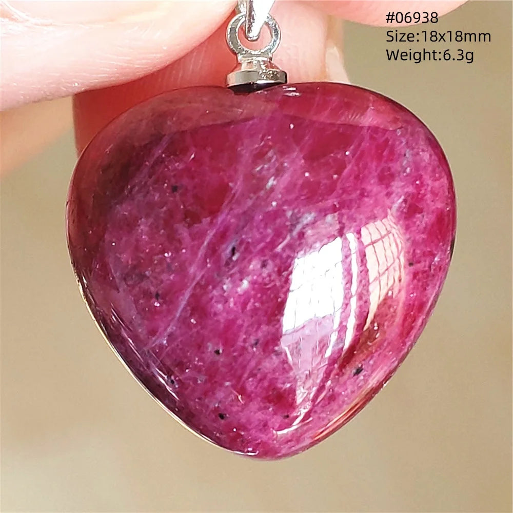 Natural Red Ruby Pendant Jewelry Love Heart Watermelon Ruby Zoisite Necklace Women Men 925 Sterling Silver AAAAA by Reinvent Yourself