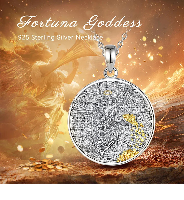 AEONSLOVE 925 Sterling Silver Goddess of Fortune Necklace Roman Goddess Coin Pendant Luck Amulet Mythology Jewelry for Women Men by Reinvent Yourself