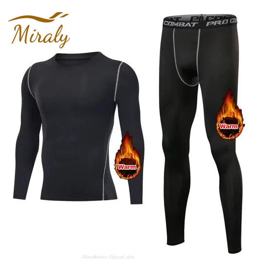 New Winter Warm Men Fleece Thermal Undershirts Long Johns Underwear Set Compression Tights Fitness Sports Tracksuit Set Shirt by Reinvent Yourself