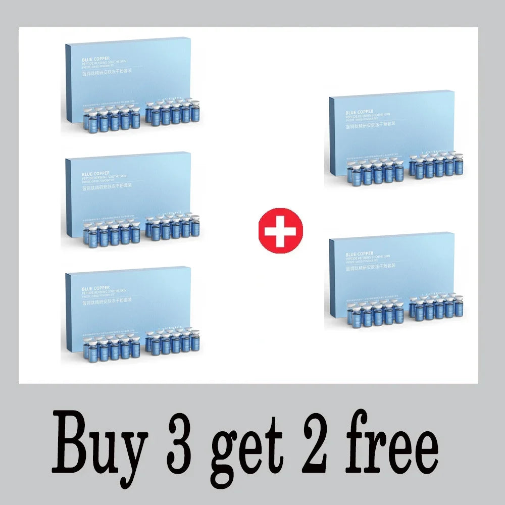 Blue Copper Peptide Freeze-Dried Powder Set Oligopeptide Anti Wrinkle Essence Shrink Pores Acne Treatment Skincare Serum 20pcs by Reinvent Yourself