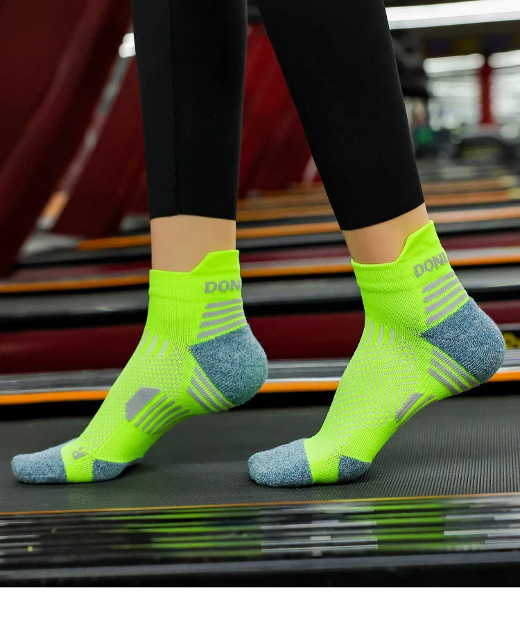 3 Pairs Marathon Socks Men Women Professional Sport Ankle Running Socks Thickened Cushioned Tube Low Cut Fitness Short Sock Mesh by Reinvent Yourself