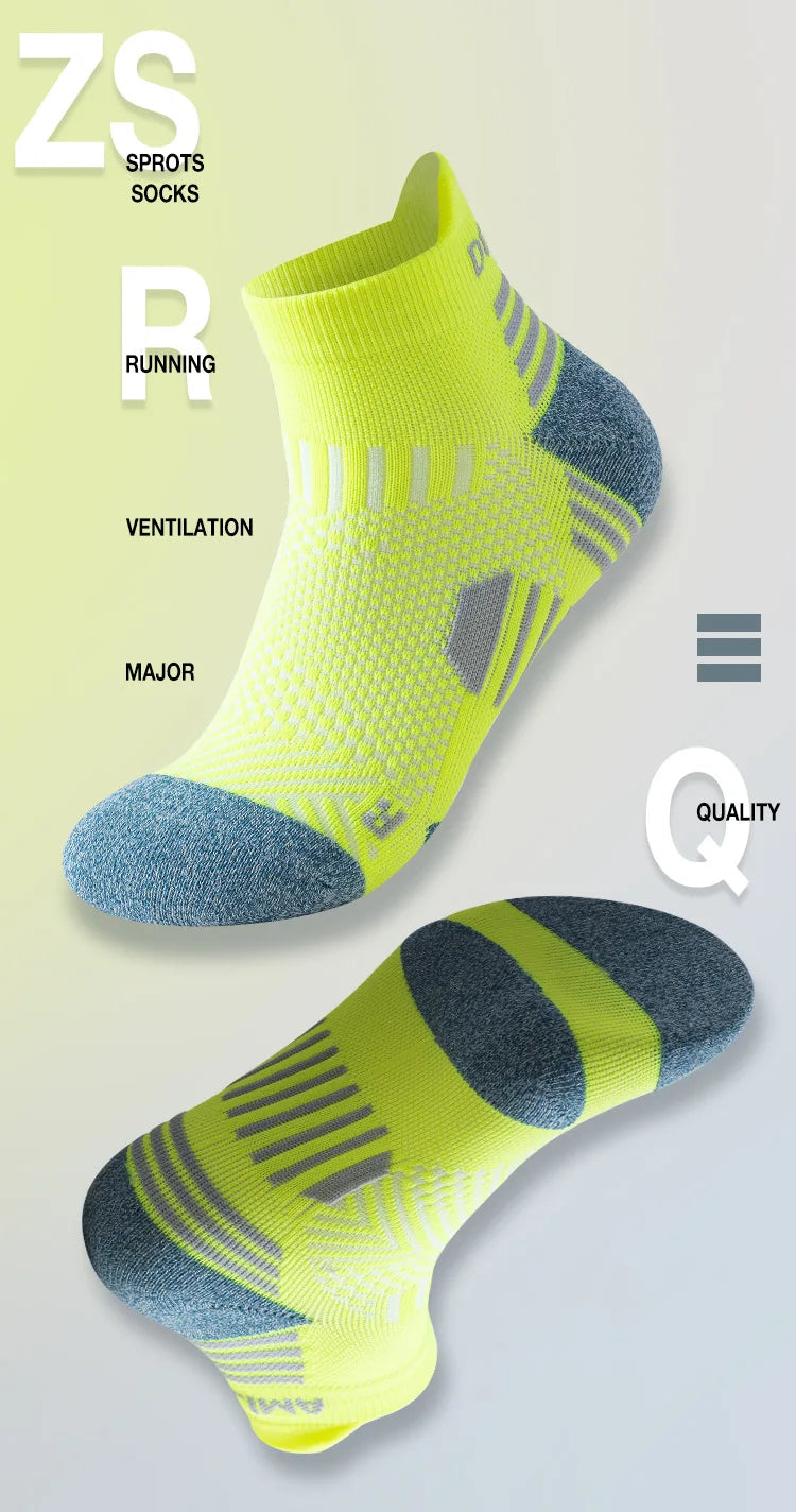 3 Pairs Marathon Socks Men Women Professional Sport Ankle Running Socks Thickened Cushioned Tube Low Cut Fitness Short Sock Mesh by Reinvent Yourself