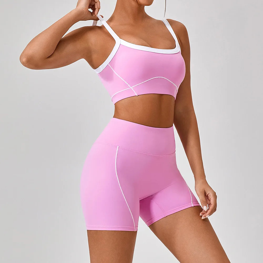 Women's 2024 New INS Network Red Same Hip Lift Body-Tight Sports Fitness One-Piece Yoga 2 Pieces Set by Reinvent Yourself