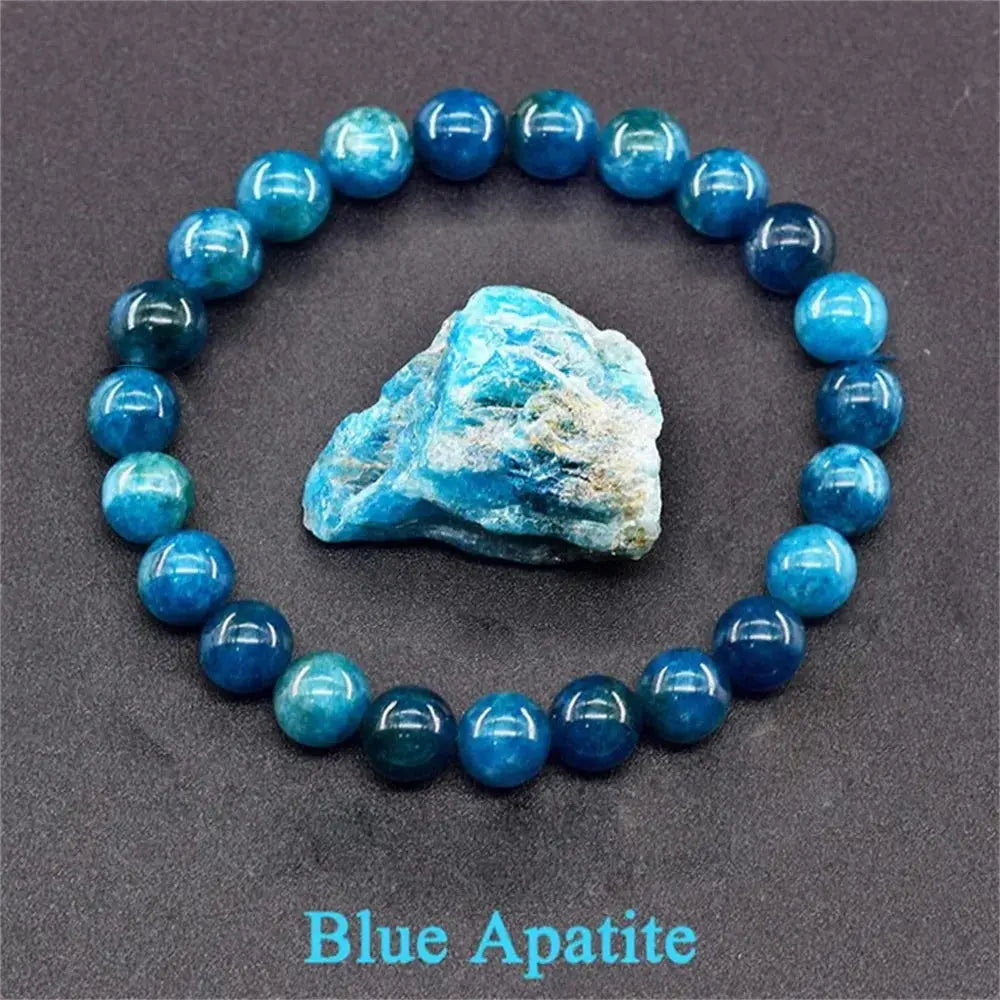 Original stone bracelet for women men trendy Blue Apatite beaded gemstone bracelets boss day scene employee appreciation gifts by Reinvent Yourself