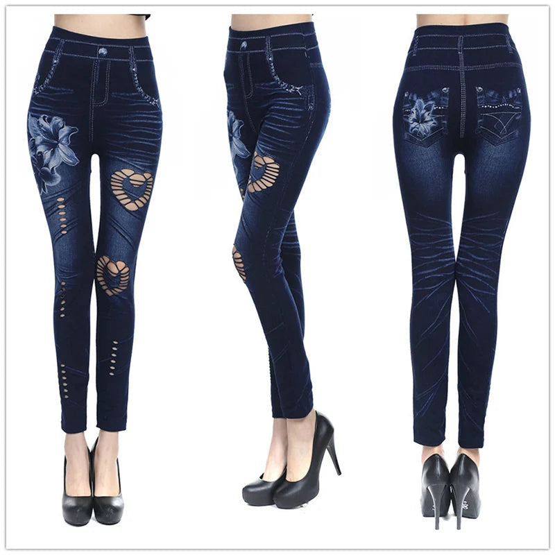 Hot Sexy Women Jean Skinny Jeggings Pants high waist leggings female print ankle-length Slim Legging Fitness by Reinvent Yourself