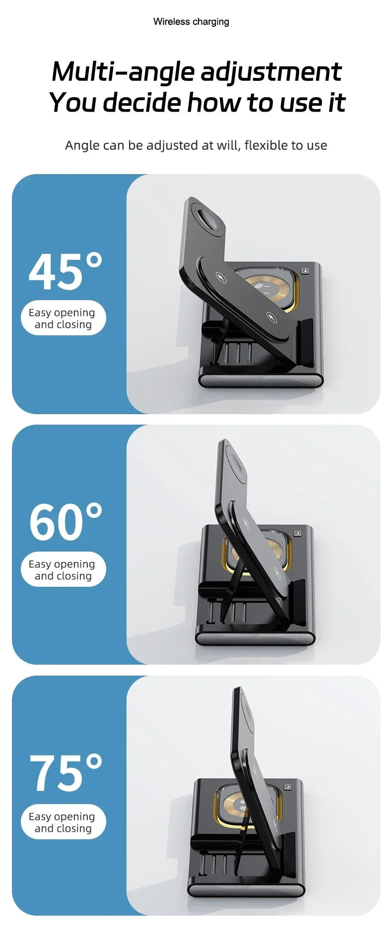 3 in 1 LED Foldable Wireless Charger Stand For Samsung S24 S23 S22 Watch 6 5 4 Active 1 2 Galaxy Buds Pro Fast Charging Station by Reinvent Yourself