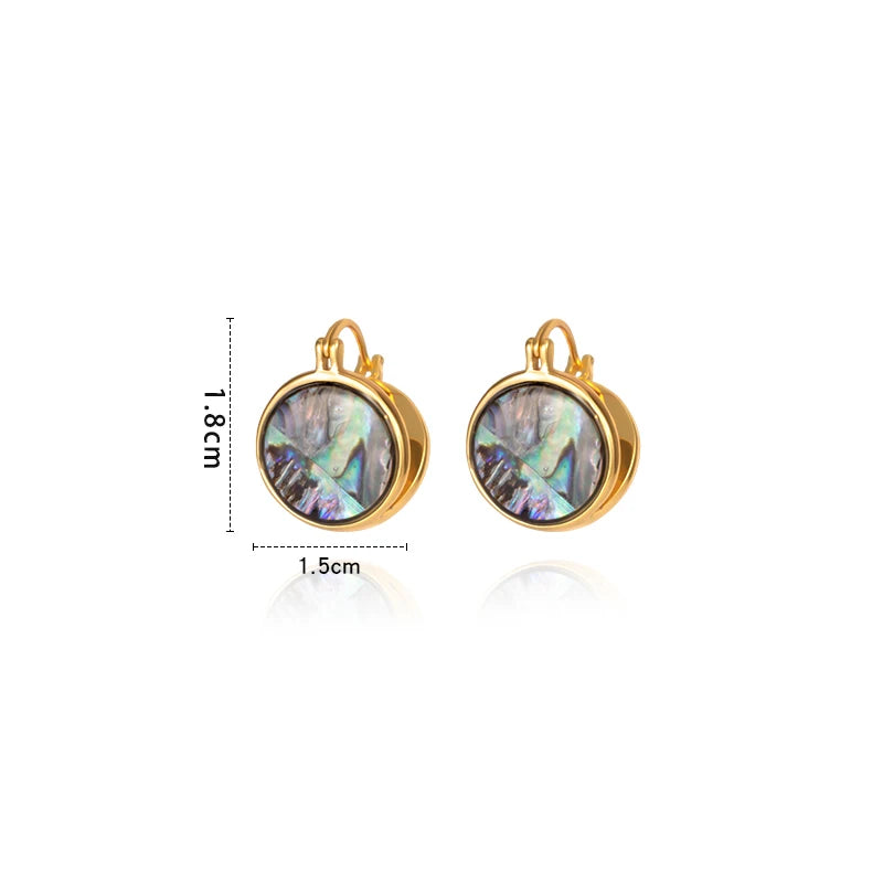 Luxury Abalone Shell Round Earrings for 2025 Women's Unusual Ear buckle Party Trendy Jewelry Young Girl’s Gold Color Accessories by Reinvent Yourself