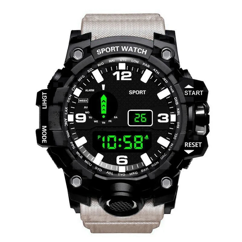 Fashion Men's Watch Sports Electronic Wristwatch Large dial Multifunctional Waterproof Luminous Alarm Kids Male's Military Watch by Reinvent Yourself