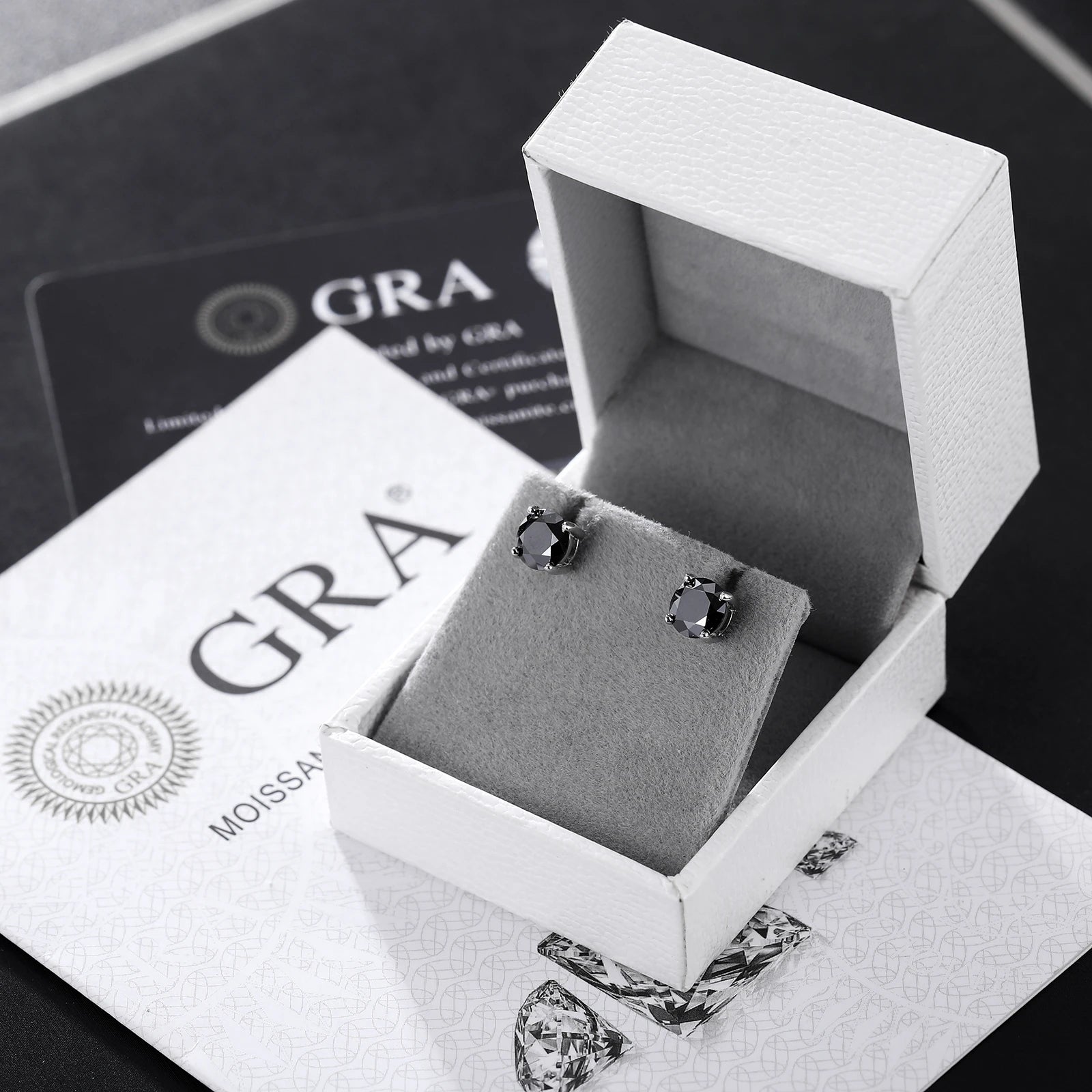 Real 0.5-2 Carat Black Moissanite Stud Earrings For Men Women Solid 925 Sterling Silver Solitaire Diamond Round Earrings Jewelry by Reinvent Yourself