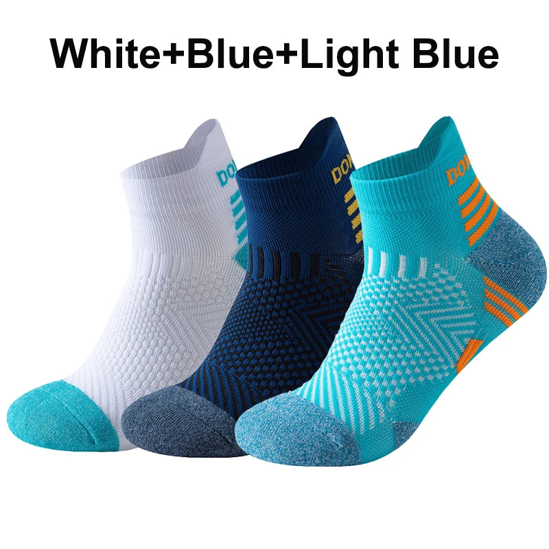3 Pairs Marathon Socks Men Women Professional Sport Ankle Running Socks Thickened Cushioned Tube Low Cut Fitness Short Sock Mesh by Reinvent Yourself