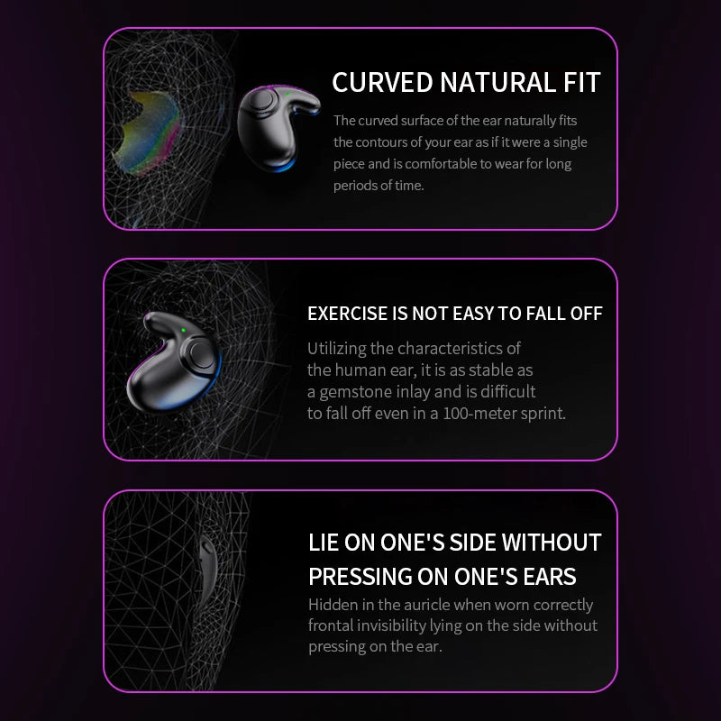 Waterproof Wireless Bluetooth 5.3 Headsets Mini headset Painless Call Noise Cancelling Thin Headphones Fit for Sleeping/Sports by Reinvent Yourself