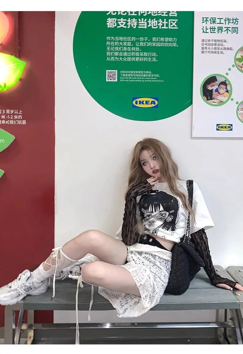 Skirts Women Solid Hollow Out Chic Lace-up Design Streetwear Daily Sweet Spicy Girls Layering Trendy Harajuku Popular Summer by Reinvent Yourself