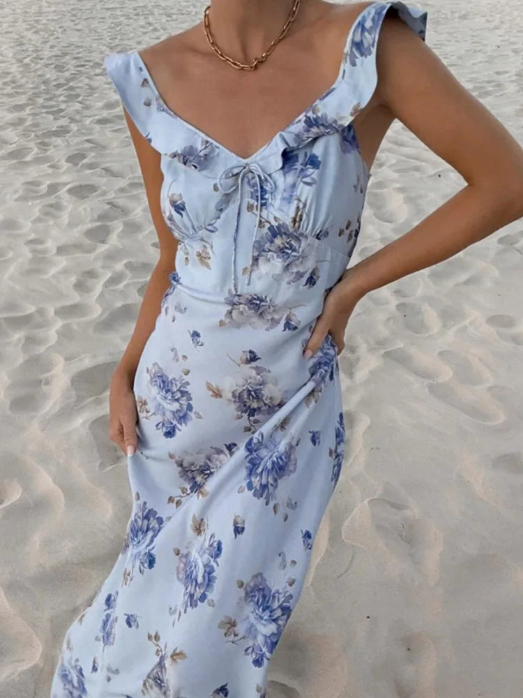 Summer Flower Printed Women's Sexy Low-cut Dress Sleeveless Backless Slim Sling Dresses 2026 Beach Vacation Lady Vestidos by Reinvent Yourself