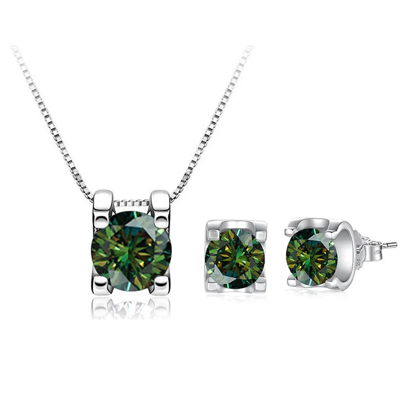 JoyceJelly 3ct D Clolor Real Moissanite Jewelry Sets Women's Sterling Silver 925 Earrings Necklace For Women Bridal Set Gifts by Reinvent Yourself