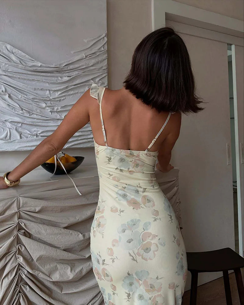 Summer Flower Printed Women's Sexy Low-cut Dress Sleeveless Backless Slim Sling Dresses 2026 Beach Vacation Lady Vestidos by Reinvent Yourself