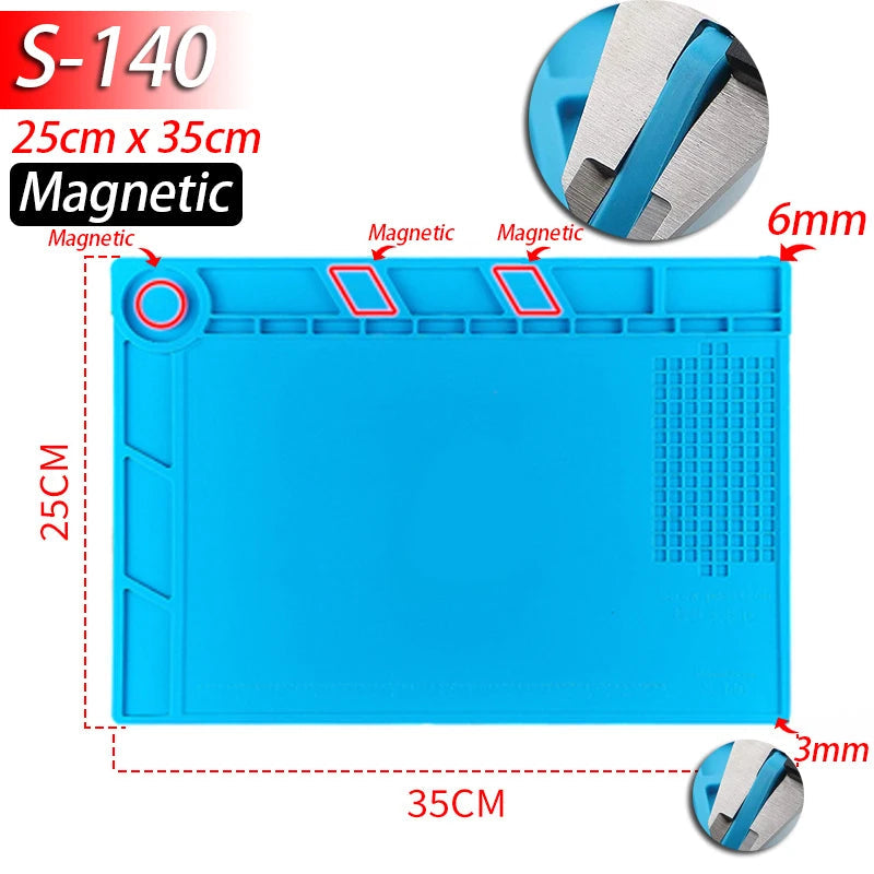 Soldering Station Mat Silicone Work Mat Heat Resistant 932°F Anti-Static Magnetic Mat for Electronic Phone Laptop Watch Repair by Reinvent Yourself