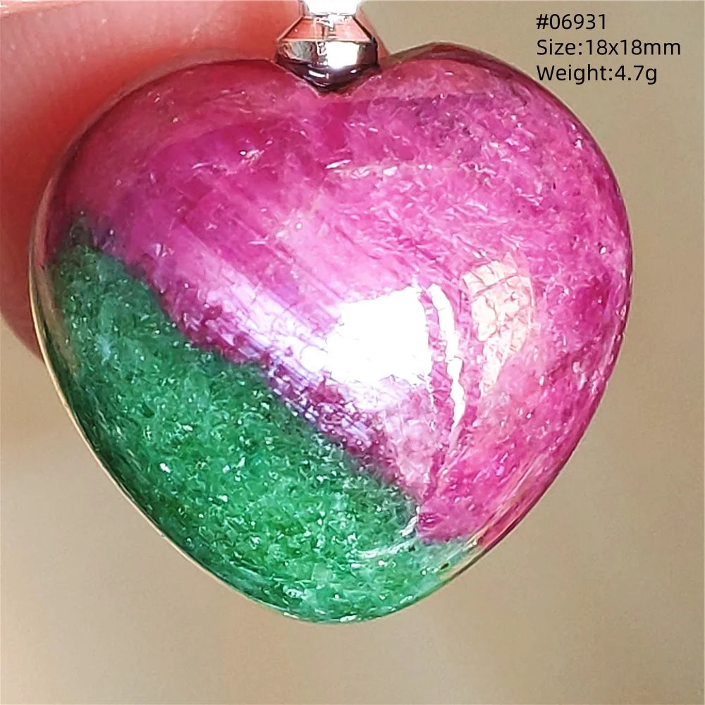 Natural Red Ruby Pendant Jewelry Love Heart Watermelon Ruby Zoisite Necklace Women Men 925 Sterling Silver AAAAA by Reinvent Yourself