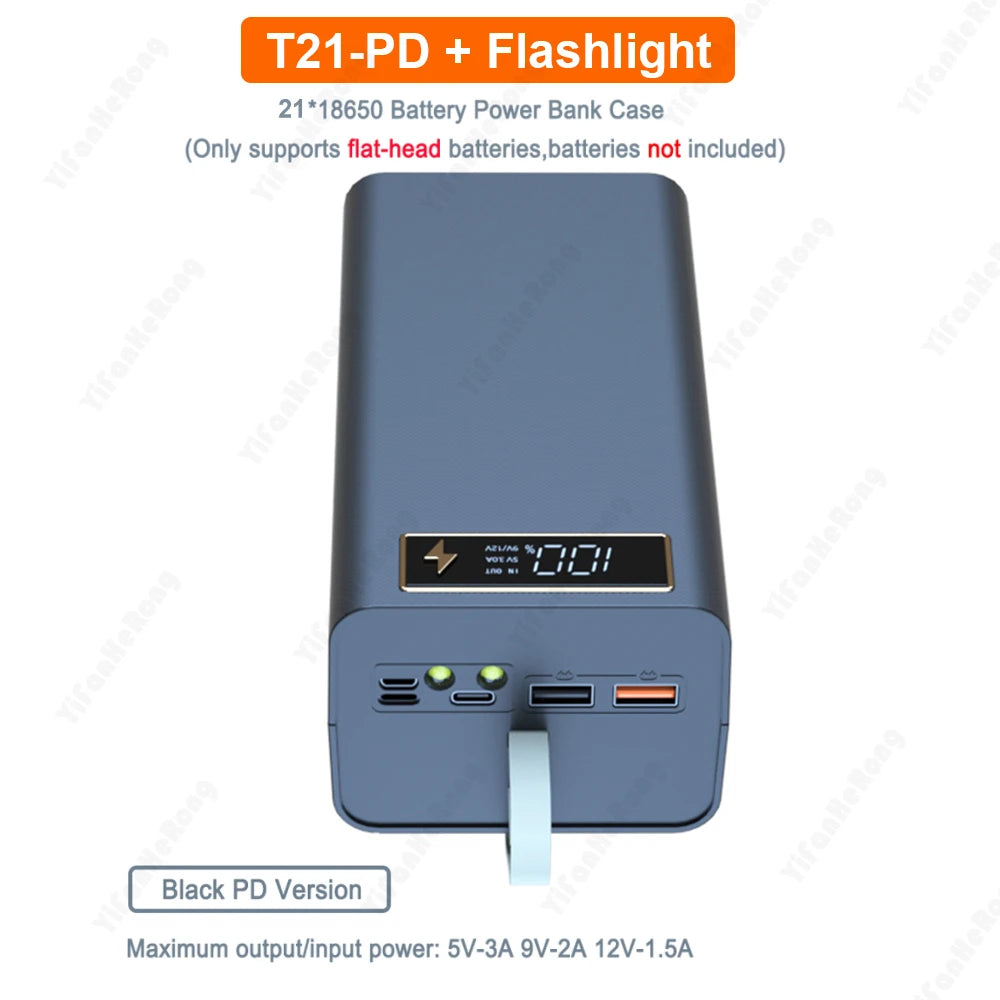 DIY Shell Case 18650 Battery Storage Box Holder USB 21*18650 Power Bank Battery Box Support Quick & Wireless Charger by Reinvent Yourself