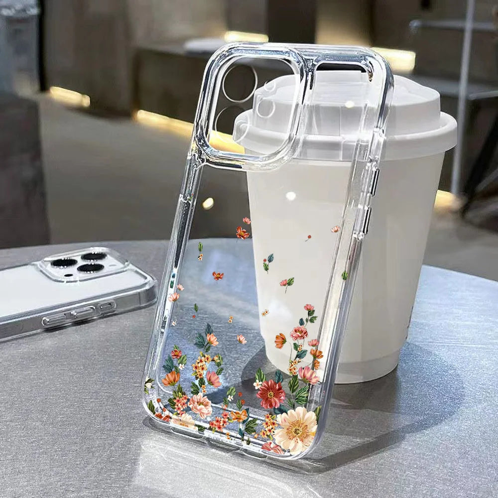 Flower Phone Case For iPhone 16 13 15 11 12 14 17 Pro Max Air 16E XS XR 7 8 SE Shockproof Transparent Cover Silicone Soft Fundas by Reinvent Yourself