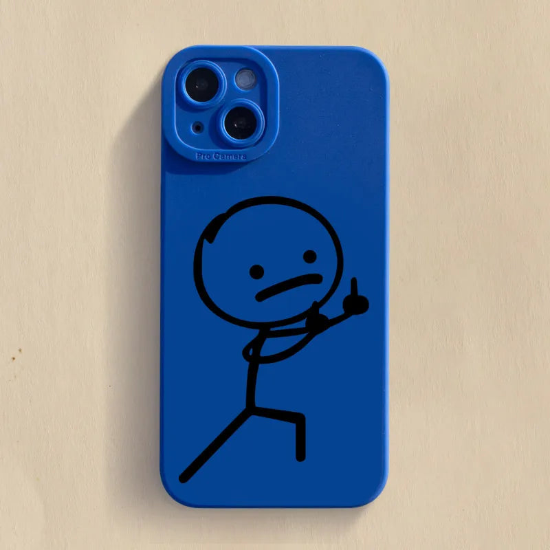 Cartoon Matchman Phone Case For iPhone 11 12 13 14 15 Pro Max XR XS X 7 8 Plus SE 2020 Shockproof Matte Soft TPU Silicone Cover by Reinvent Yourself