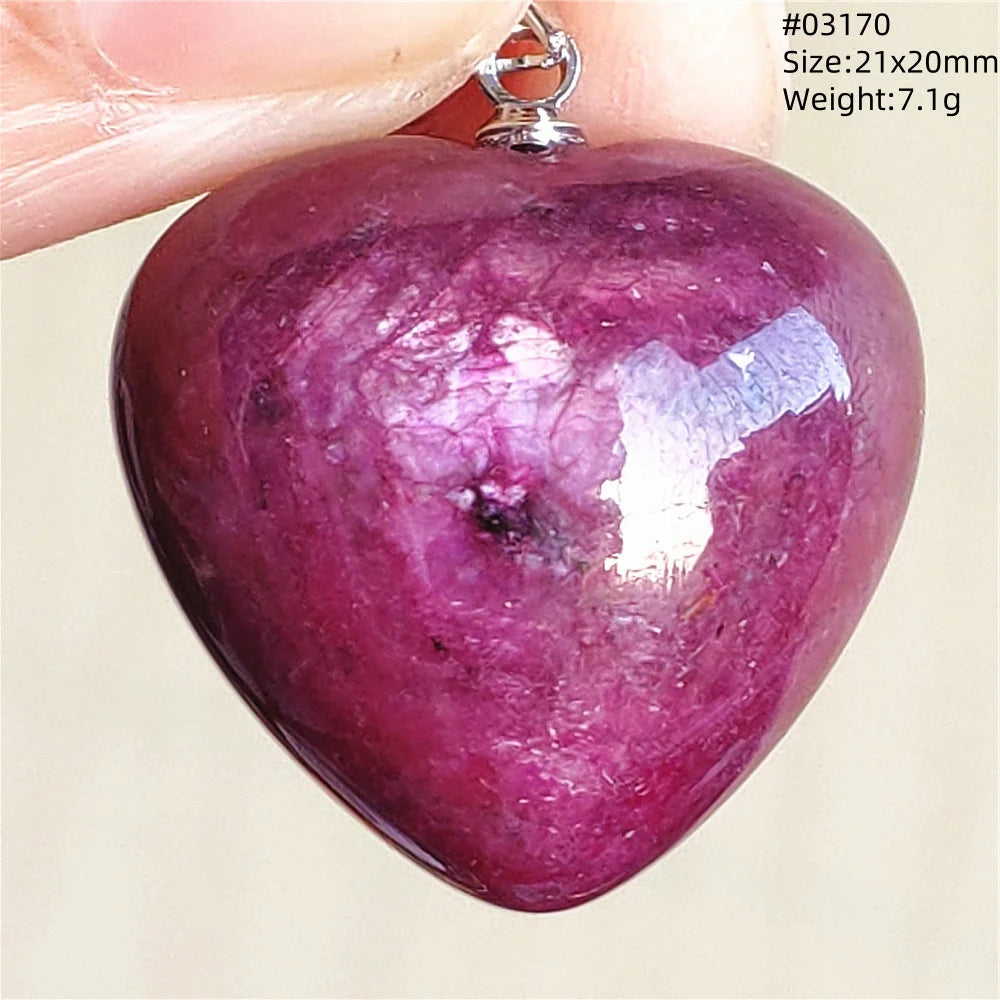 Natural Red Ruby Pendant Jewelry Love Heart Watermelon Ruby Zoisite Necklace Women Men 925 Sterling Silver AAAAA by Reinvent Yourself