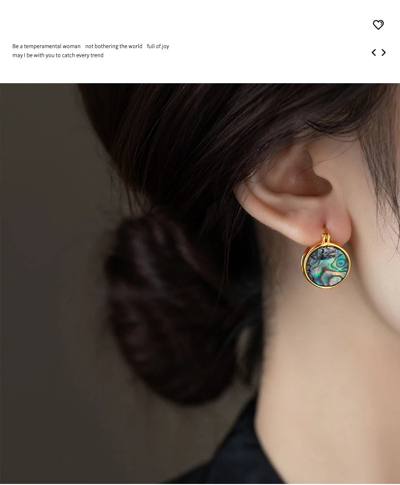 Luxury Abalone Shell Round Earrings for 2025 Women's Unusual Ear buckle Party Trendy Jewelry Young Girl’s Gold Color Accessories by Reinvent Yourself