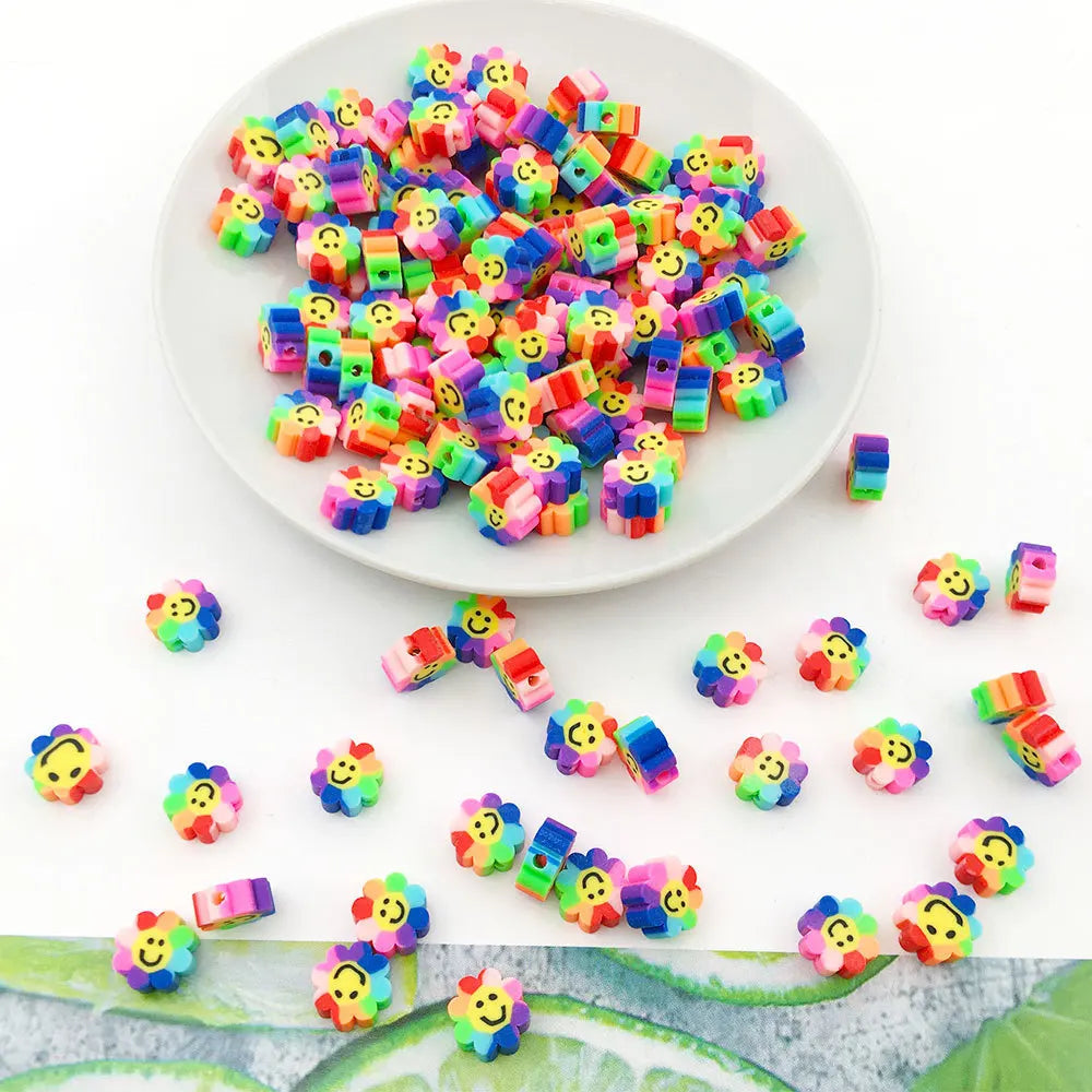 100/1000Pcs Flower Polymer Clay Beads Pattern Round Polymer Clay Beads for Jewelry Making Findings, Bracelet Accessories by Reinvent Yourself