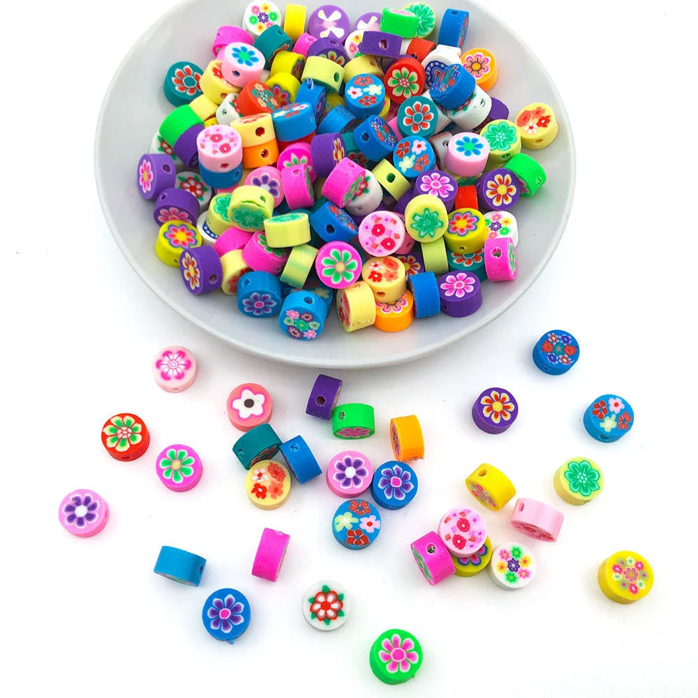 100/1000Pcs Flower Polymer Clay Beads Pattern Round Polymer Clay Beads for Jewelry Making Findings, Bracelet Accessories by Reinvent Yourself
