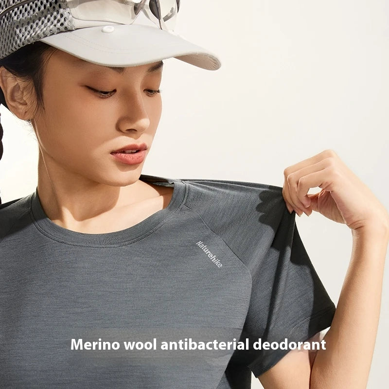 Naturehike Sports T-Shirt 100% Merino Wool Short Sleeve Running Training Outdoor Men Women Breathable Quick-Drying Sweatshirt by Reinvent Yourself