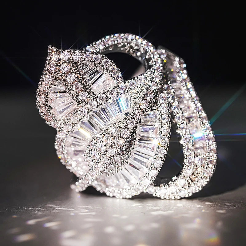 Huitan Luxury Leaf Finger Ring Lady Gorgeous Fashion Female Party Accessories with Bright Cubic Zirconia Stylish Jewelry Gifts by Reinvent Yourself