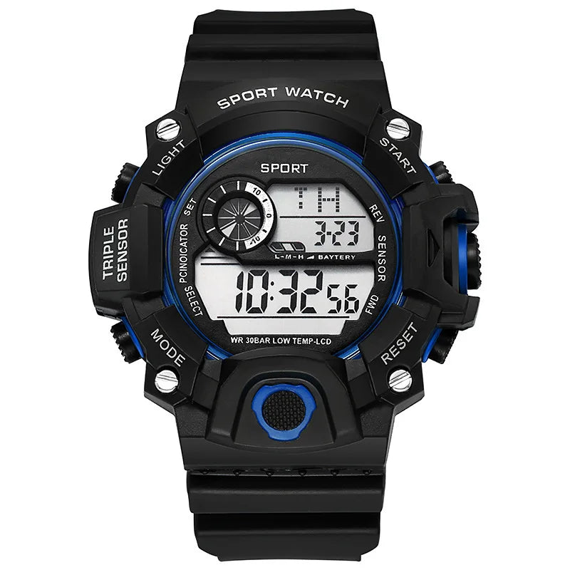 Fashion Men's Watch Sports Electronic Wristwatch Large dial Multifunctional Waterproof Luminous Alarm Kids Male's Military Watch by Reinvent Yourself