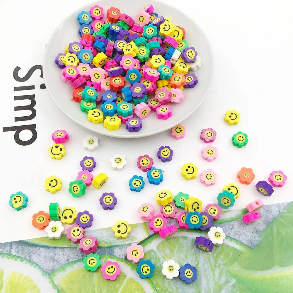 100/1000Pcs Flower Polymer Clay Beads Pattern Round Polymer Clay Beads for Jewelry Making Findings, Bracelet Accessories by Reinvent Yourself