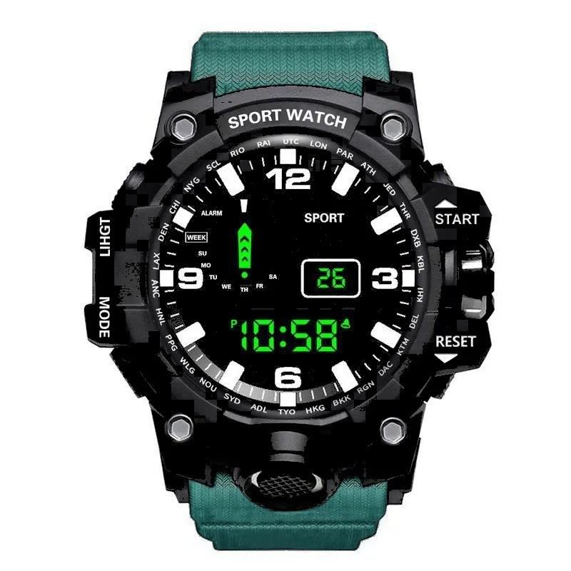 Fashion Men's Watch Sports Electronic Wristwatch Large dial Multifunctional Waterproof Luminous Alarm Kids Male's Military Watch by Reinvent Yourself