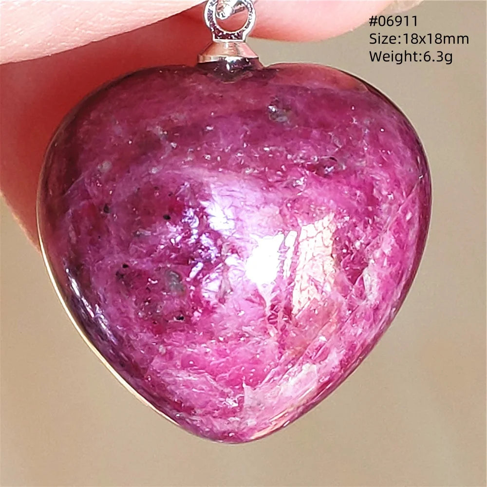 Natural Red Ruby Pendant Jewelry Love Heart Watermelon Ruby Zoisite Necklace Women Men 925 Sterling Silver AAAAA by Reinvent Yourself