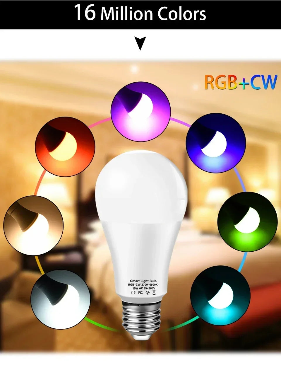 Tuya RGB LED Light Bulbs Smart WiFi E27 Smart Lamp 220V 110V 10W 15W 20W Lamp Smart Life APP Google Assisatnt Voice Control by Reinvent Yourself