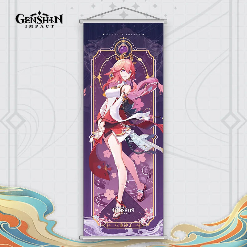 Xiao Yelan Kazuha Hutao Genshin Impact Scroll Canvas Wall Hanging Painting Home Decor Anime Poster Wall Art Room Decoration by Reinvent Yourself