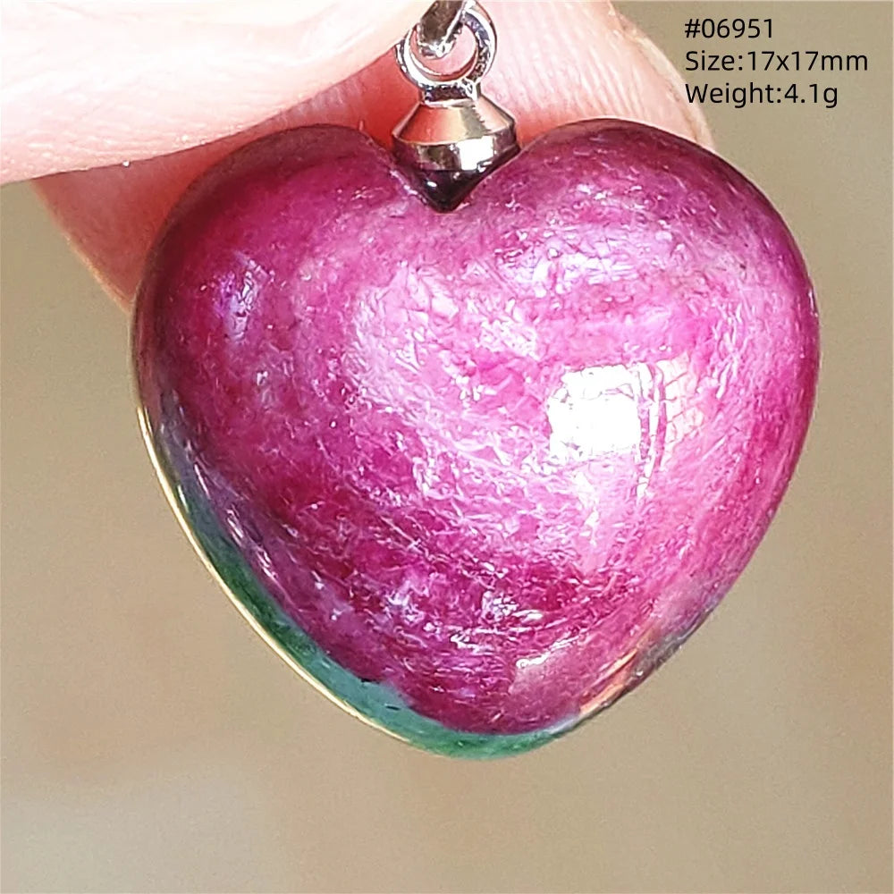 Natural Red Ruby Pendant Jewelry Love Heart Watermelon Ruby Zoisite Necklace Women Men 925 Sterling Silver AAAAA by Reinvent Yourself