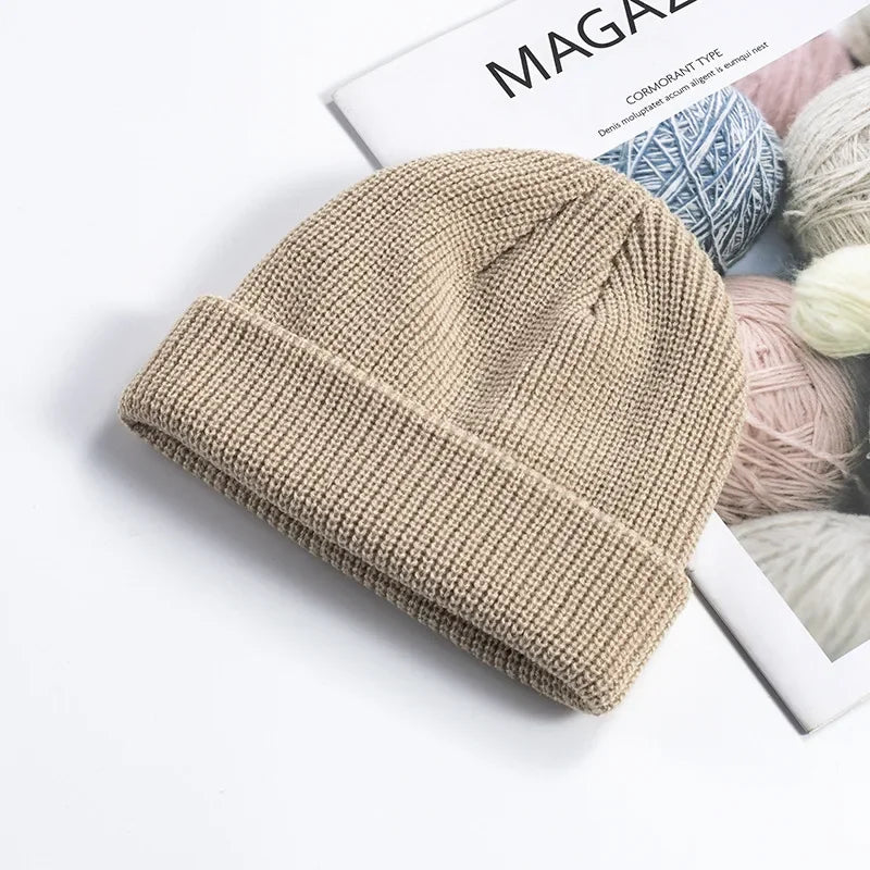 Knitted Hat for Men & Women Caps Wool Fashion Simple Warm Skullies Beanies Solid Autumn Winter Beanie Cap Trendy Style by Reinvent Yourself