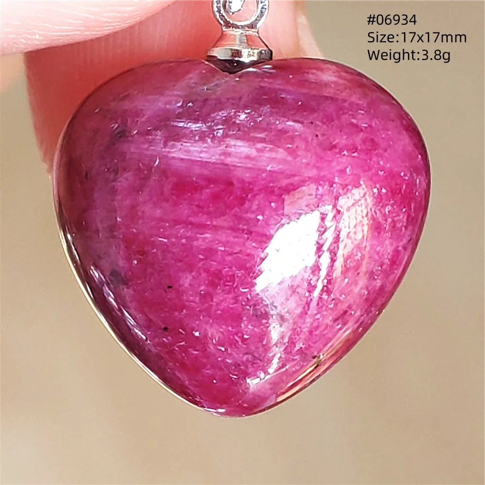 Natural Red Ruby Pendant Jewelry Love Heart Watermelon Ruby Zoisite Necklace Women Men 925 Sterling Silver AAAAA by Reinvent Yourself