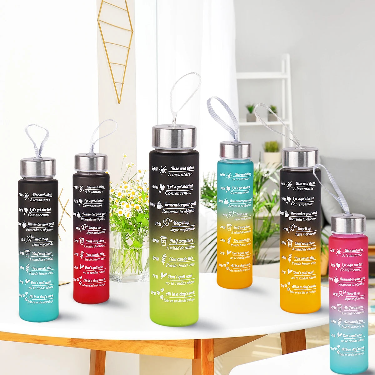 300ml Water Bottle BPA Free leak proof High Quality Drink Bottles With Time Marker Fitness Sports Reusable Outdoors by Reinvent Yourself