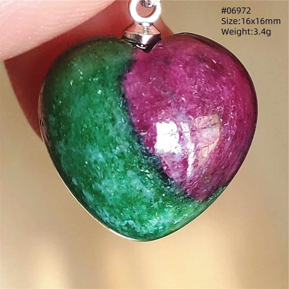 Natural Red Ruby Pendant Jewelry Love Heart Watermelon Ruby Zoisite Necklace Women Men 925 Sterling Silver AAAAA by Reinvent Yourself