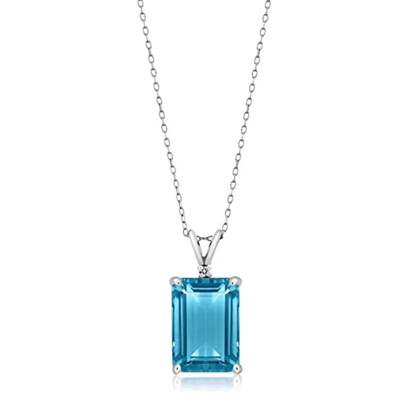 CAOSHI Fashion Female Rectangular Zirconia Pendant Necklace for Party Stylish Lady Modern Style Blue Stone Accessories Jewelry by Reinvent Yourself