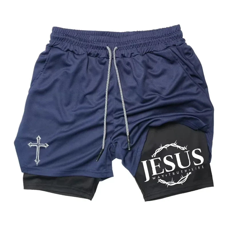 2-in-1 sports running shorts men's sports fast drying shorts sports gym performance shorts by Reinvent Yourself