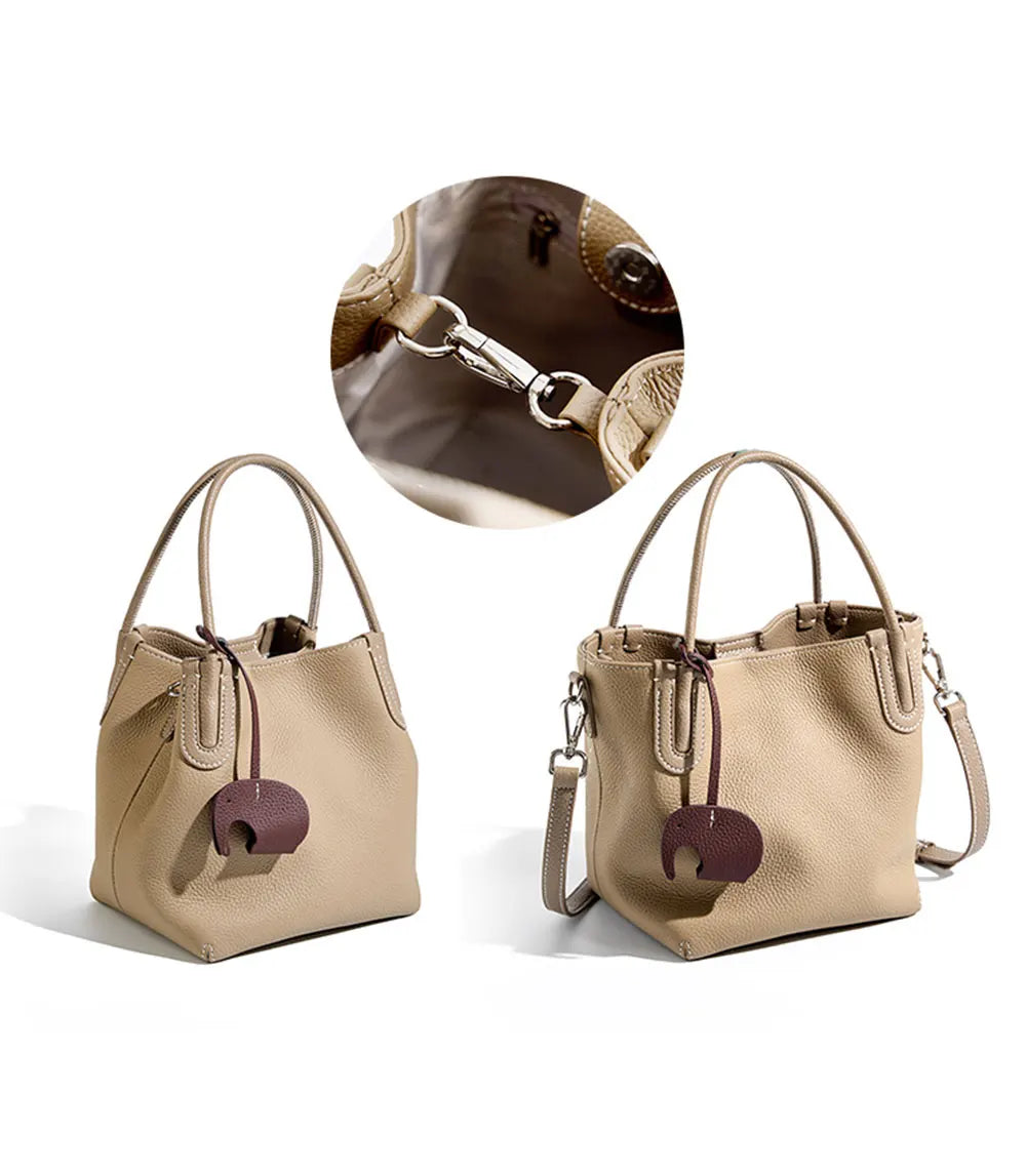 Genuine Leather Women Bucket Bag Luxury Designer Handbags High Quality Cowhide Women's Shoulder Bags Fashion Crossbody Bag by Reinvent Yourself