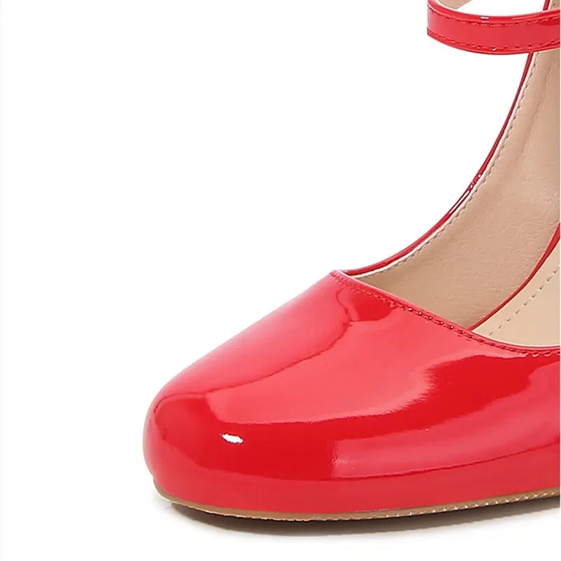 Big size Women Pumps Fashion Round toe Patent leather 12cm High Heels Spring Summer Office Lady Shoes by Reinvent Yourself