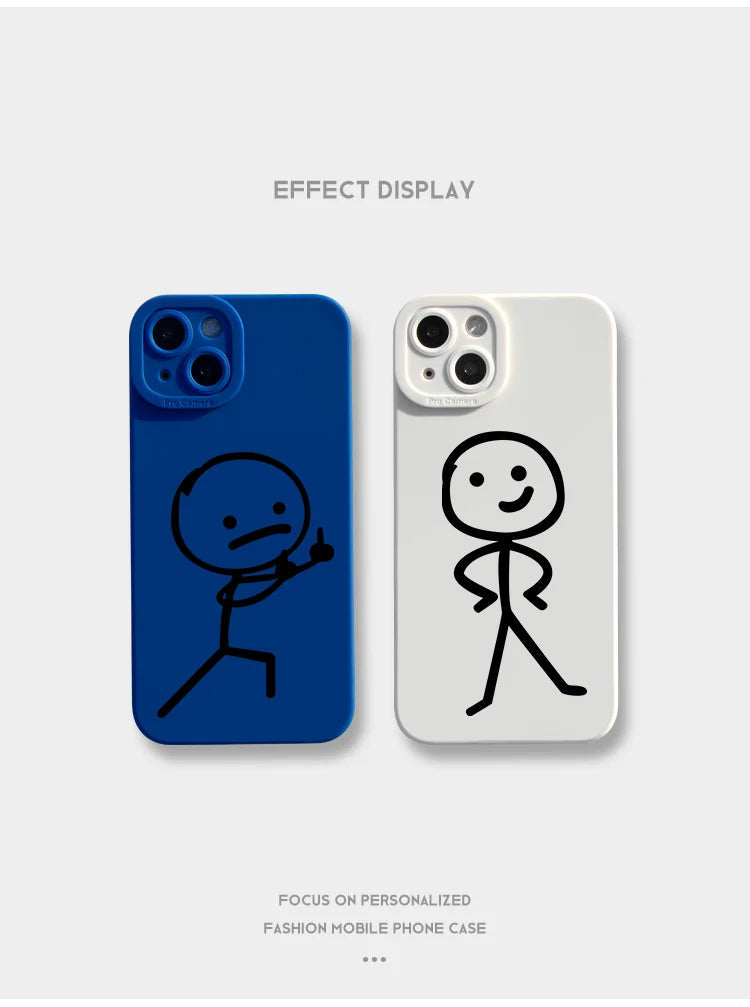 Cartoon Matchman Phone Case For iPhone 11 12 13 14 15 Pro Max XR XS X 7 8 Plus SE 2020 Shockproof Matte Soft TPU Silicone Cover by Reinvent Yourself